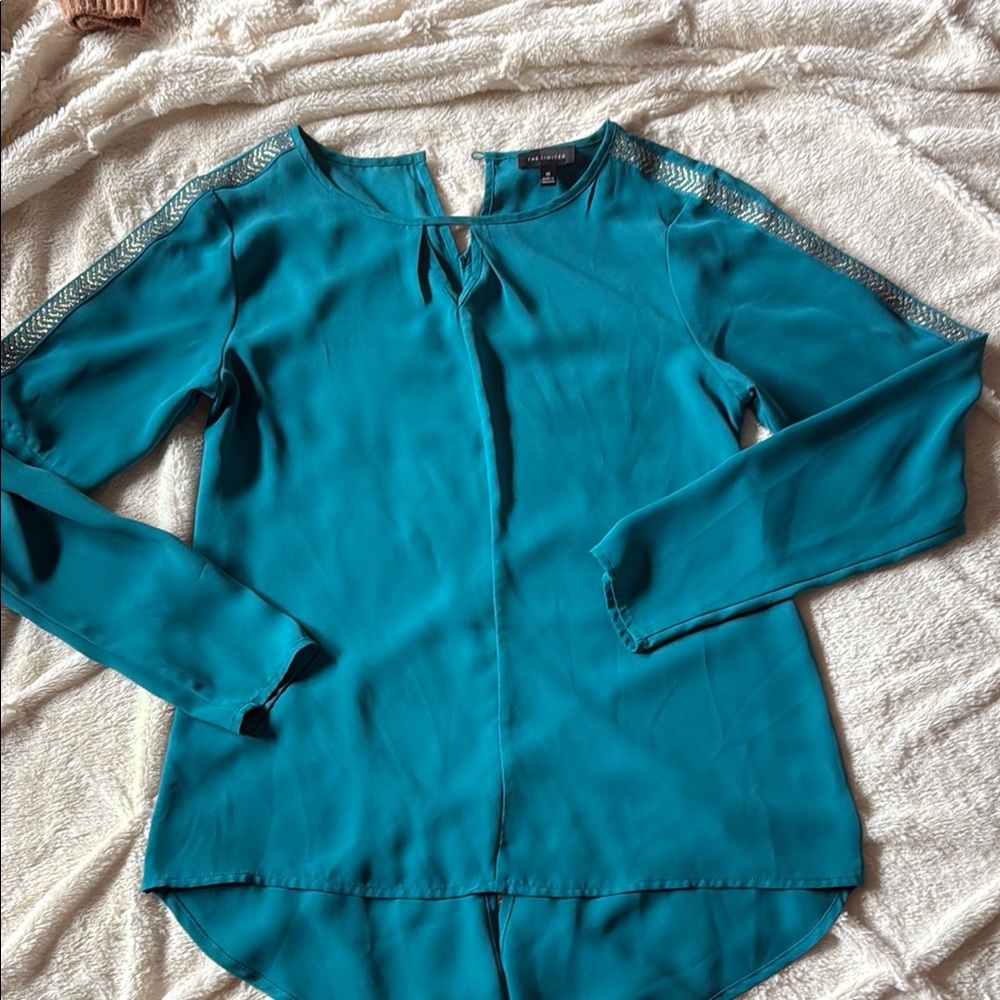 The Limited Asymmetrical Blue Blouse with Mandarin Collar